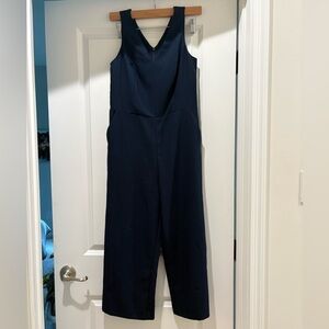 Navy Blue Cropped Ankle Jumpsuit